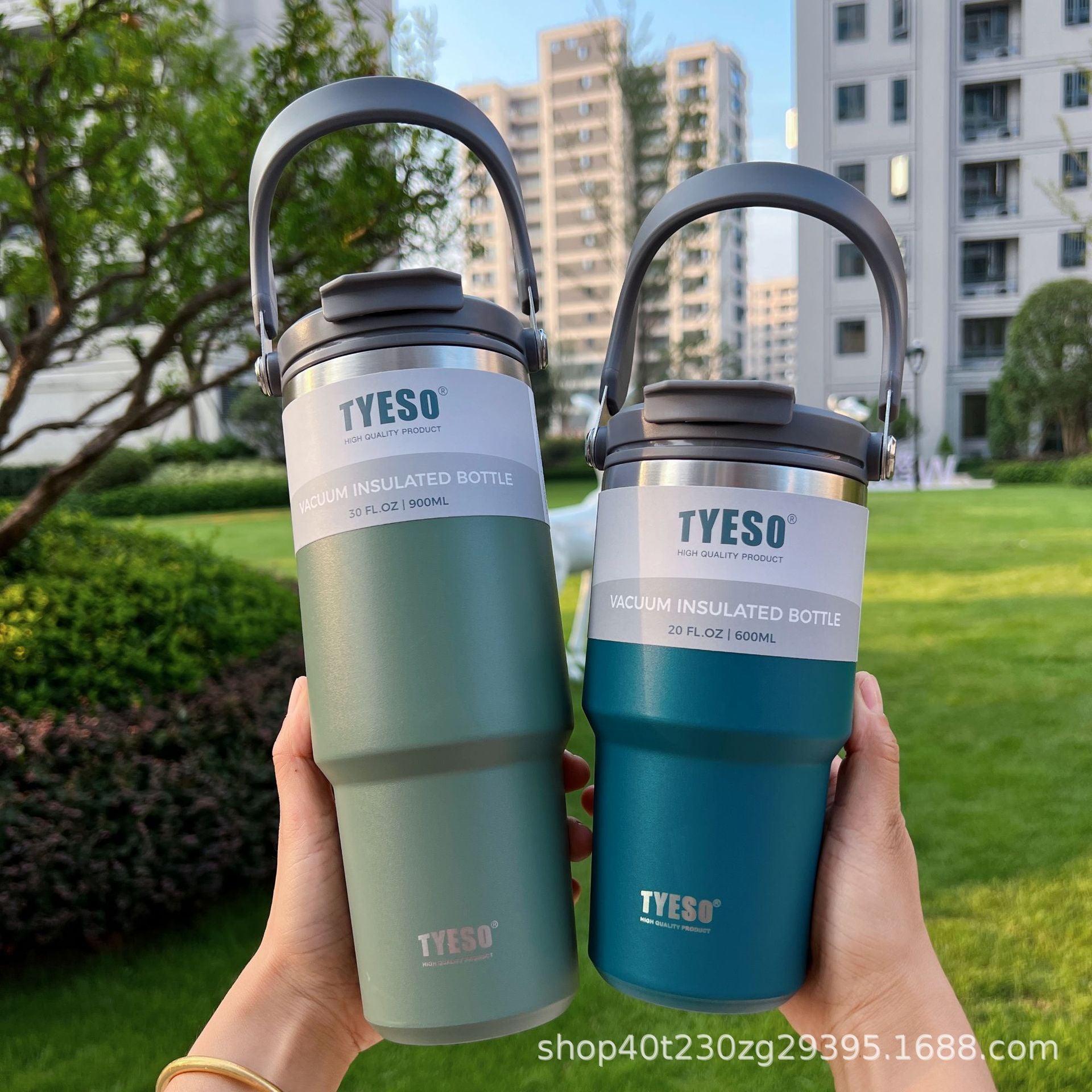 Tyeso new coffee cup double-layer heat preservation and cold preservation portable ice cup large capacity stainless steel double drink car cup