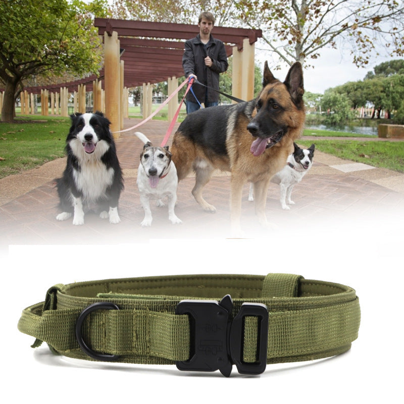 Tactical Collar Leash Pet Collar Nylon Medium and Large Dog Army Dog Training Dog Collar