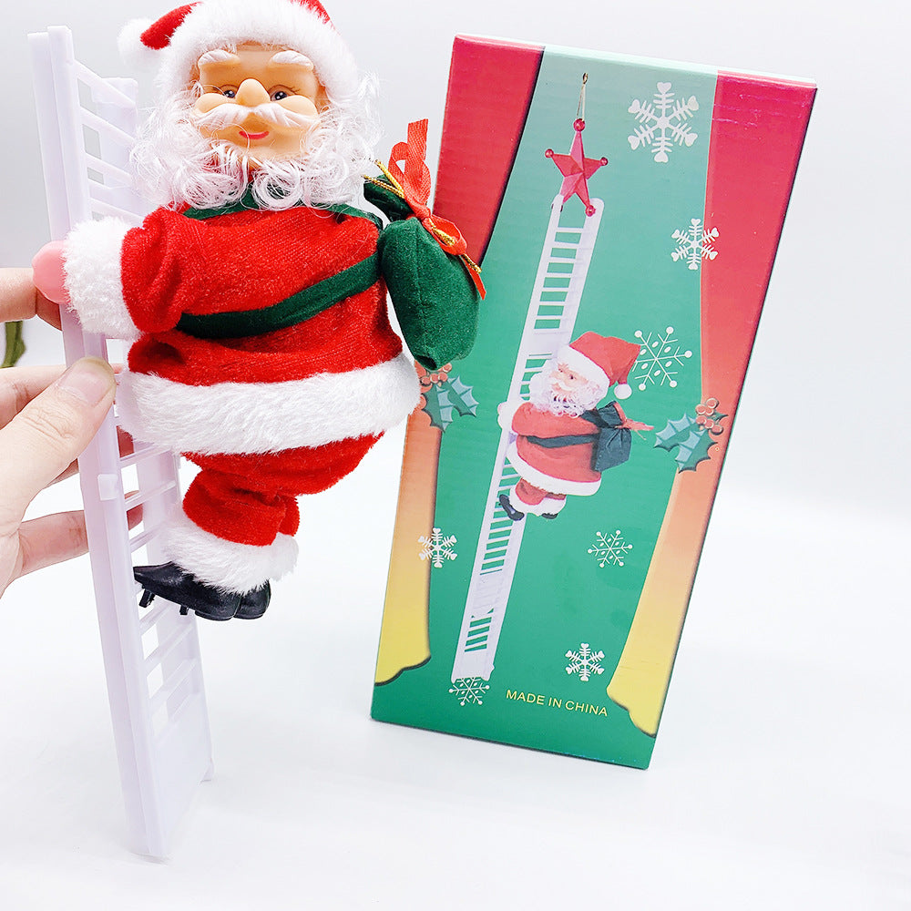 Santa Claus Climbing Ladder